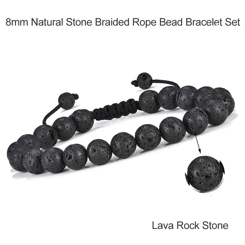 M MOOHAM Gifts for Male Coworkers Mens - Natural Black Lava Rock Stone Mens Anxiety Tiger Eye Bracelets Adjustable Aromatherapy Essential Oil Diffuser Healing Bracelet - Image 5